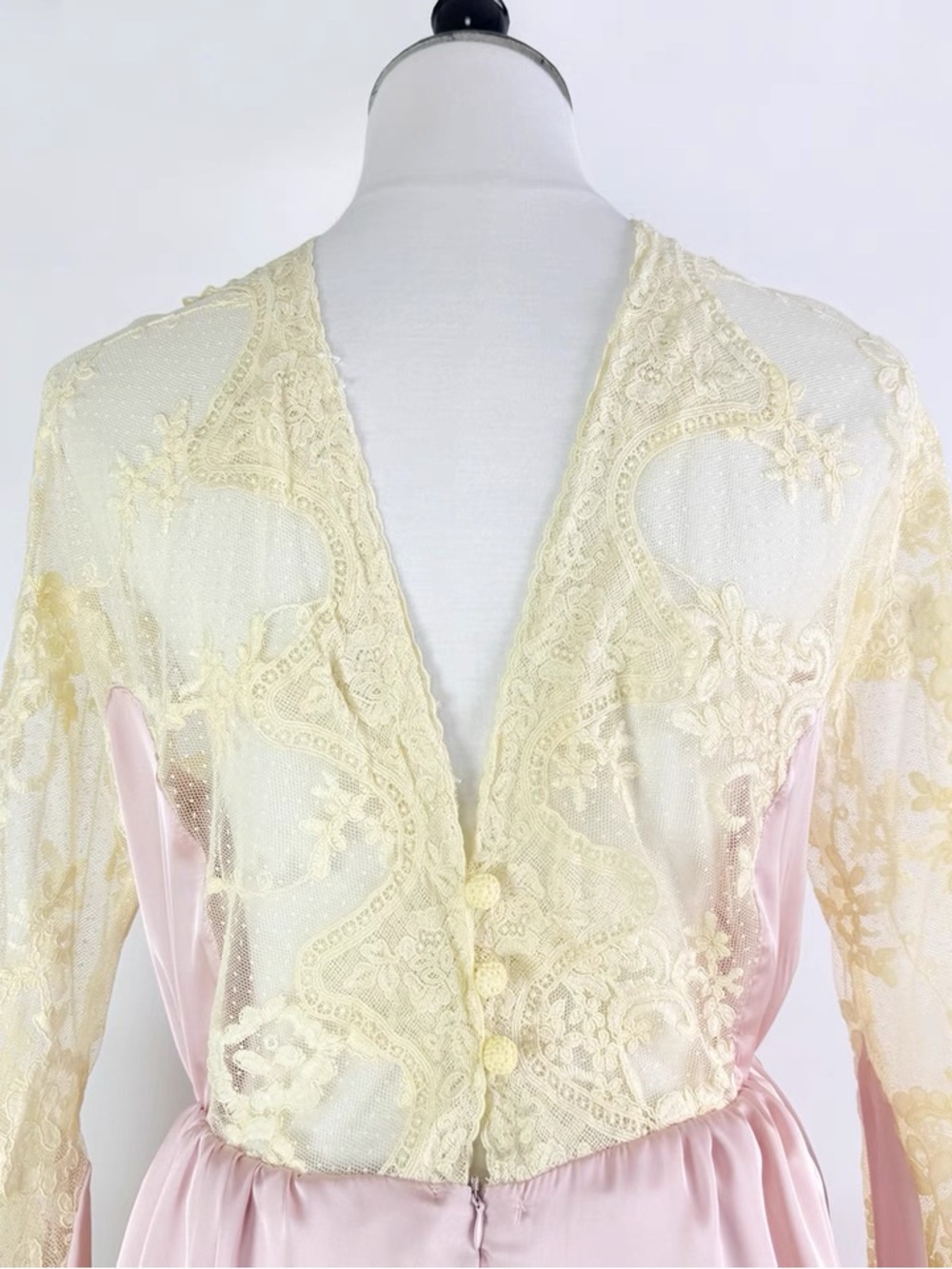 Designer-style Pink & Cream Lace Draped Women's Dress - Picture 3 of 10